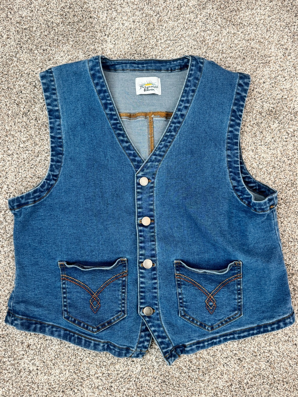 Women’s Denim Button-Front Vest in Blue
